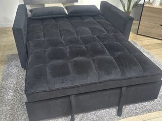 Sofá Cama 2 Plazas Gris Terciopelo