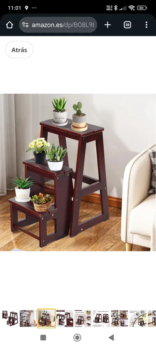 Taburete Escalera Plegable Madera