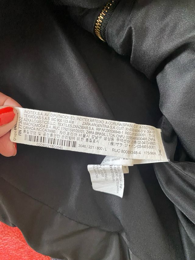 Plumífero Zara negro Talla M