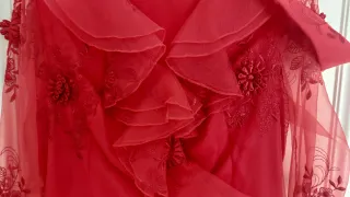 Vestido Vintage Rojo Años 70 bordados