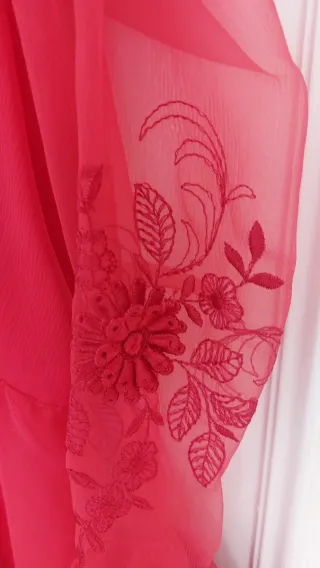 Vestido Vintage Rojo Años 70 bordados