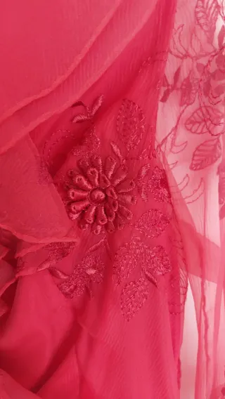 Vestido Vintage Rojo Años 70 bordados