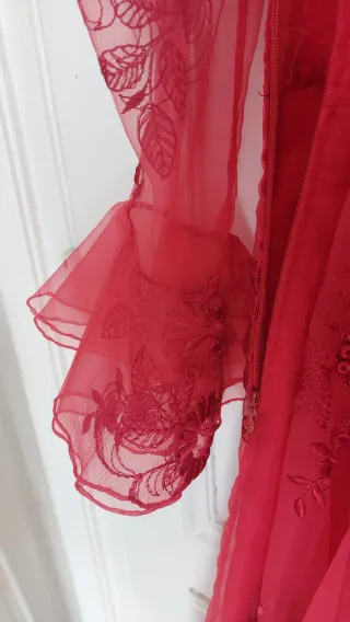 Vestido Vintage Rojo Años 70 bordados