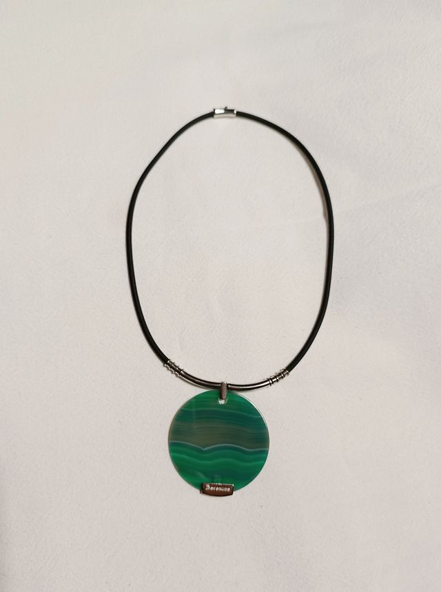 Collana Berenice con ciondolo tondo in malachite