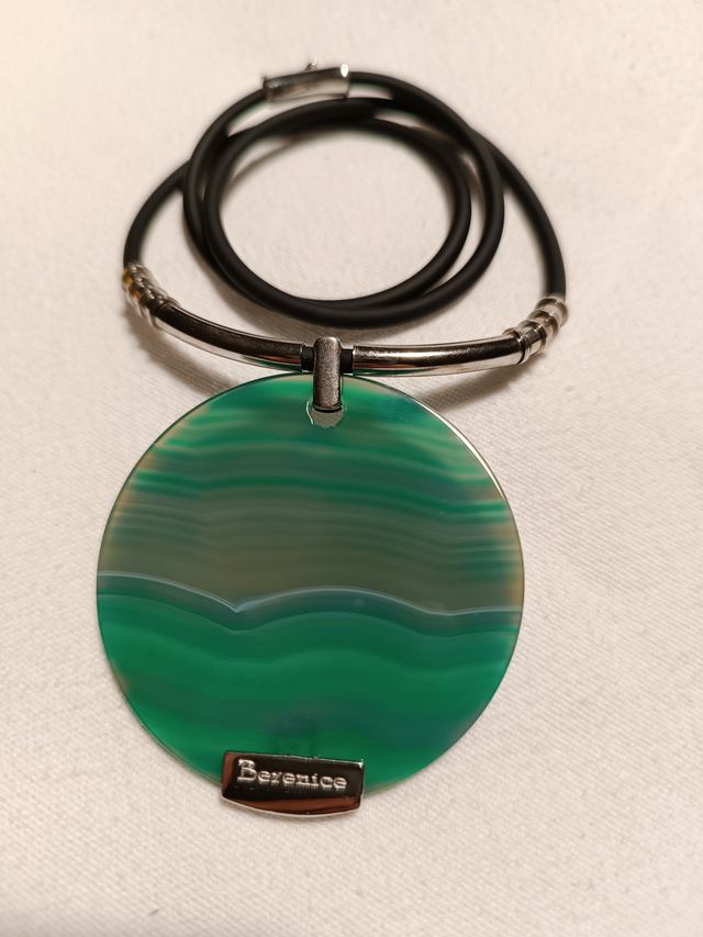 Collana Berenice con ciondolo tondo in malachite