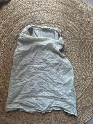 Top Zara sin mangas cuadros beige S