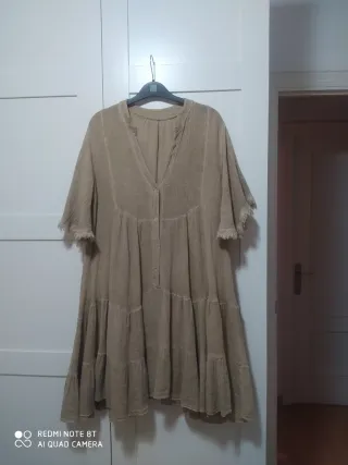 Vestido hippy beige talla s/m.