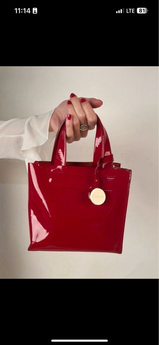 Bolso Furla Rojo Mini Shopper Charol