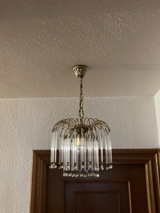 2 Lámparas de Techo Vintage Cristal y Metal