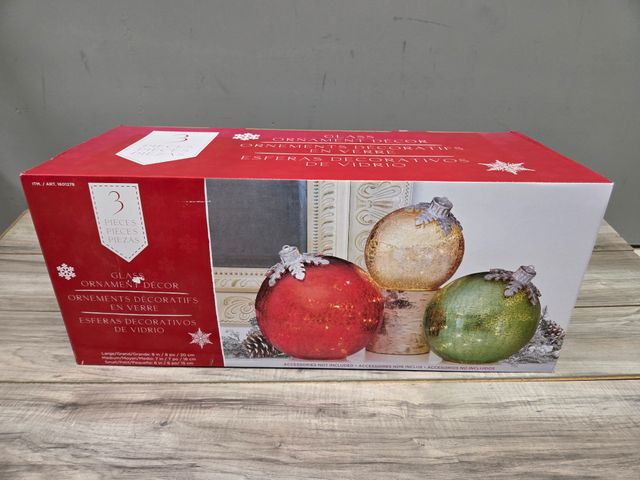 3 Esferas Decorativas Navideñas de Vidrio
