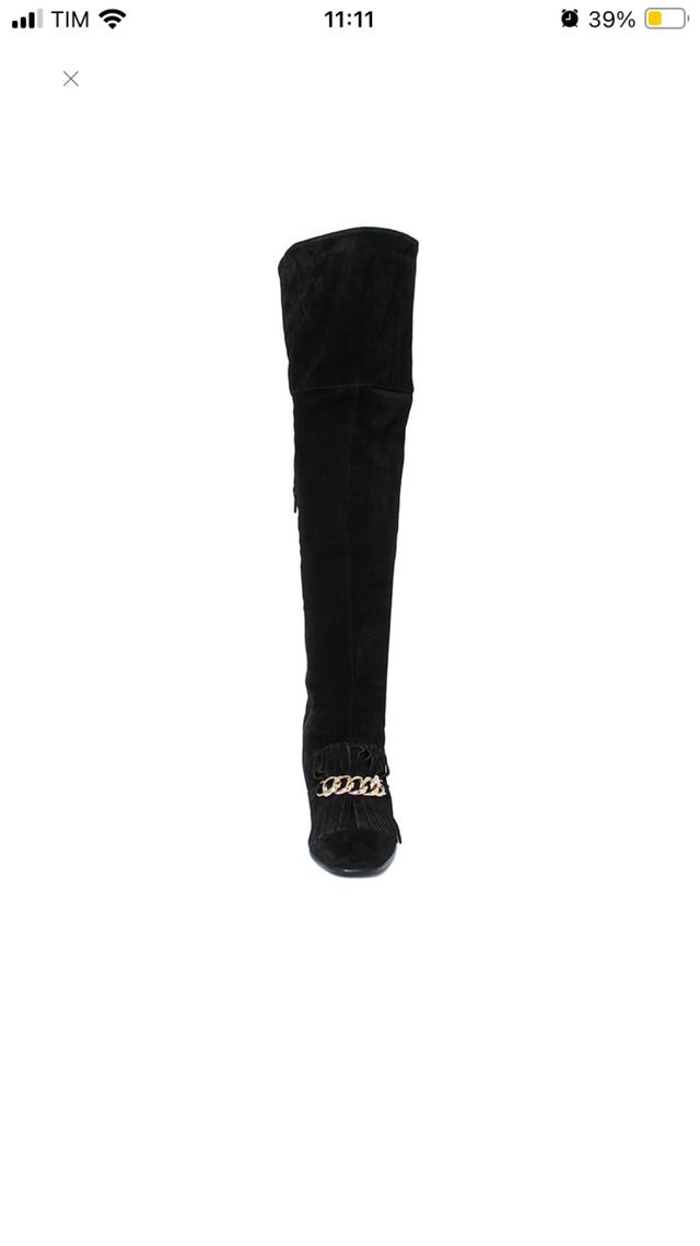 Stivali neri pelle frange catena