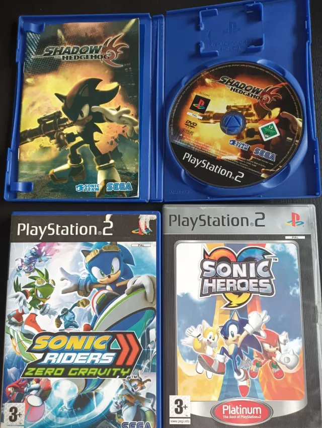 Lote 3 Juegos PS2: Sonic Heroes, Riders, Shadow