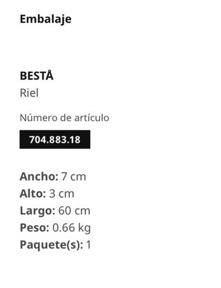 Riel metálico IKEA BESTA 60cm