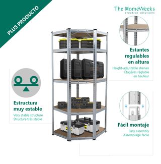 Estantería esquinera metálica 5 baldas