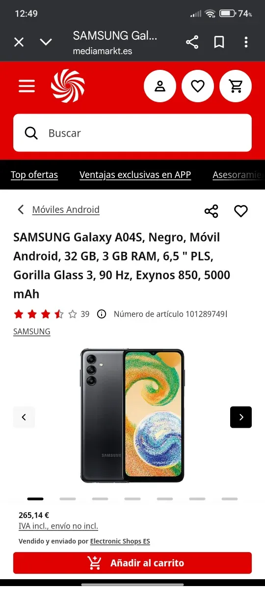 Samsung Galaxy A04s 32GB Negro
