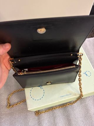 Borsa Off-White Pelle Nera Dettagli Oro