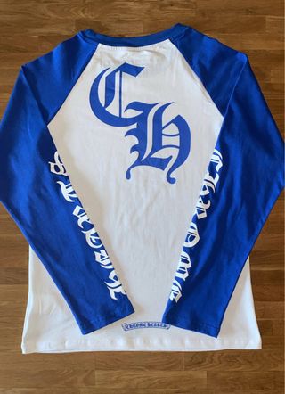 Maglietta Chrome Hearts manica lunga blu/bianca
