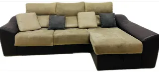 Sofá Chaise Longue Beige y Marrón