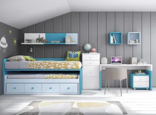 Cama nido madera blanca y rosa