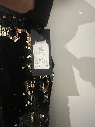 Vestido fiesta lentejuelas negro y dorado