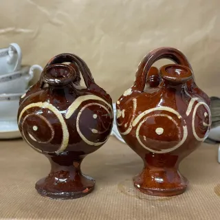 Pareja Mini Botijos Cerámica barro esmaltado 