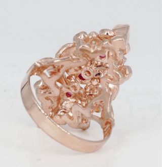 Anillo Oro Rosa Rubí Diamantes