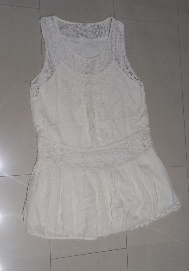Vestido Mango Beige Encaje