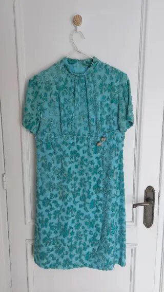 Vestido Vintage Azul Turquesa Años 60