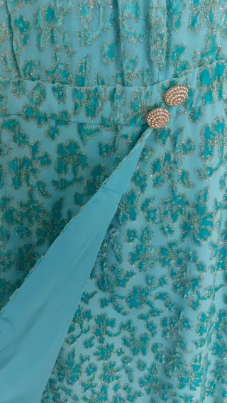 Vestido Vintage Azul Turquesa Años 60