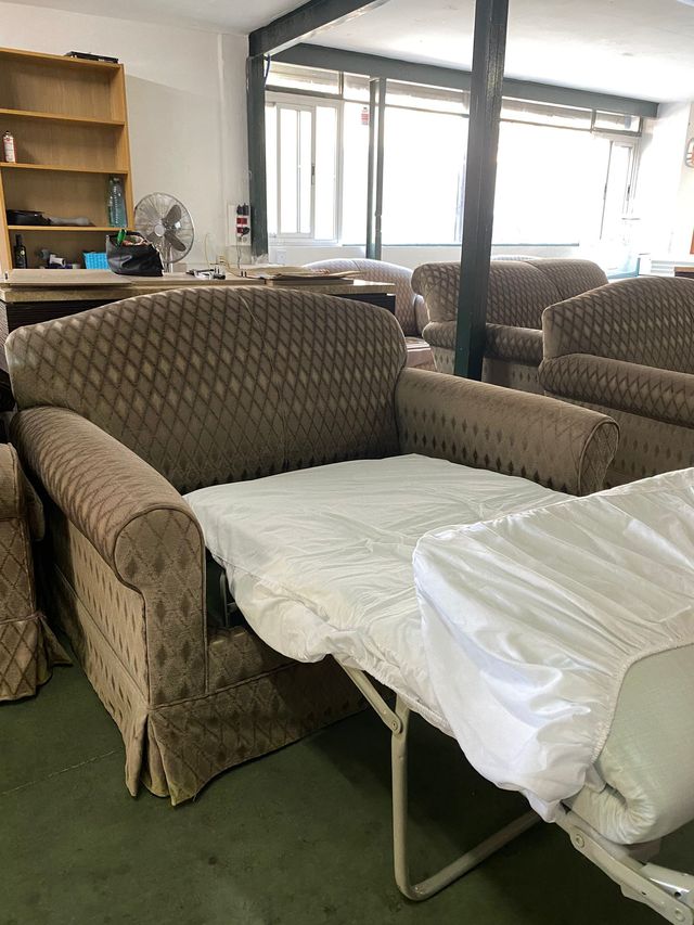 Sofá Cama Individual Beige/Marrón