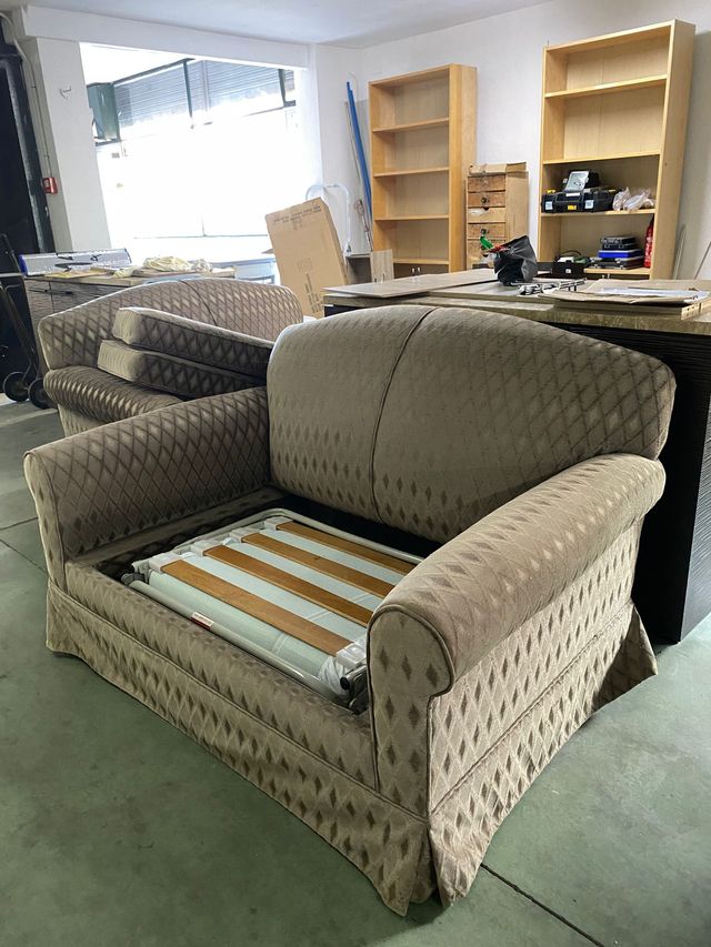 Sofá Cama Individual Beige/Marrón