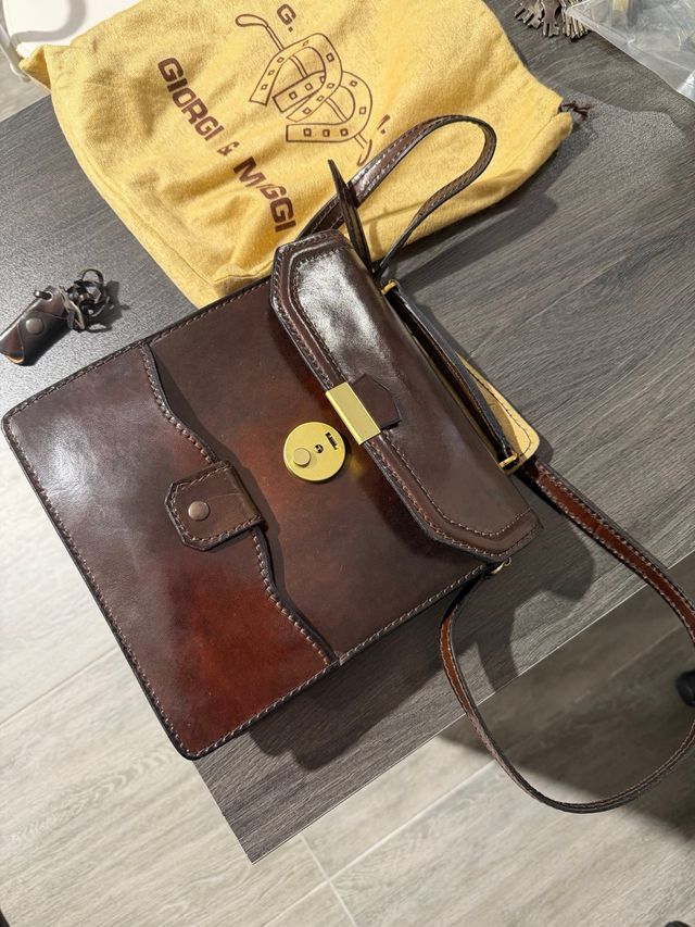 Borsello borsa postino Giorgi &Maggi Pelle Marrone