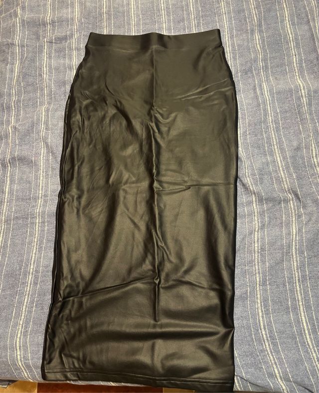 Falda larga efecto piel Shein