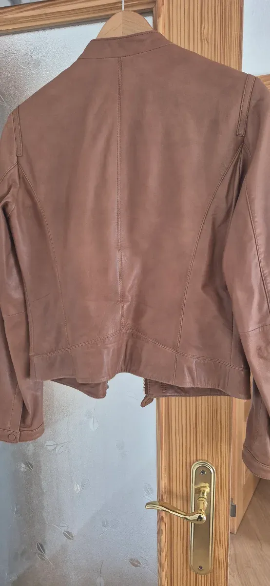 Chaqueta de piel marrón Massimo Dutti Talla M