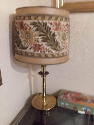 2 Lámparas Latón Pantalla Tela Floral