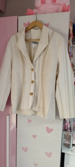 Chaqueta Mujer Beige/Blanco