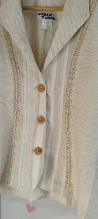 Chaqueta Mujer Beige/Blanco