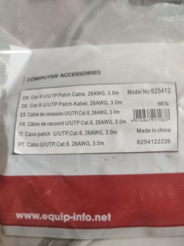 Cable Red equip Cat 6 U/UTP 3m y 2