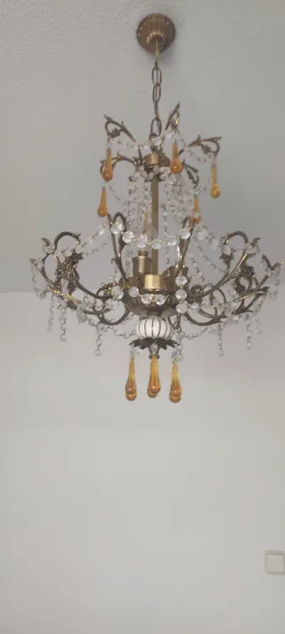 Lámpara Vintage Cobre Cristales lagrimas