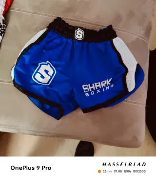 Pantalón boxeo niño Shark Boxing negro/blanco