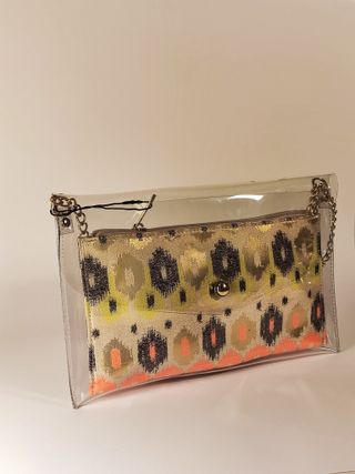 Bolso Transparente Fiesta Cadena Dorada