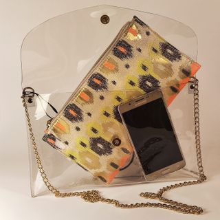 Bolso Transparente Fiesta Cadena Dorada