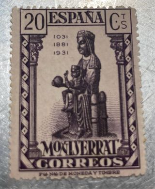 Sello España 20 céntimos Montserrat 1931
