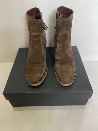 Botines ante verde con flecos