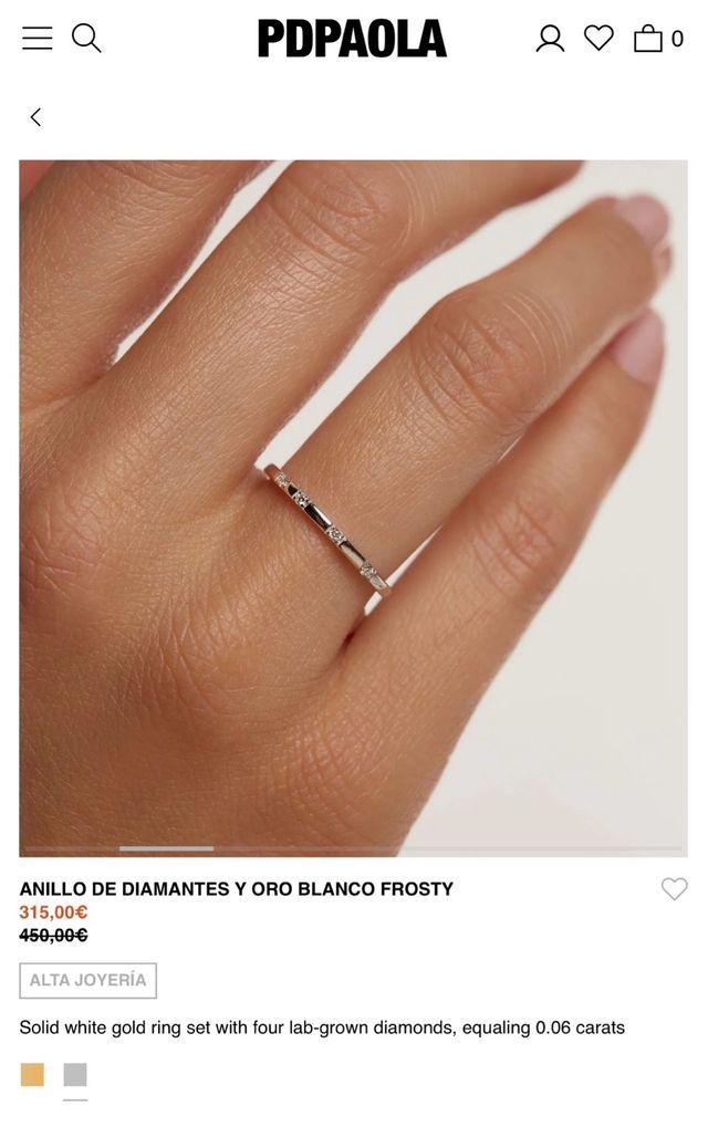 Anel em ouro branco com diamantes