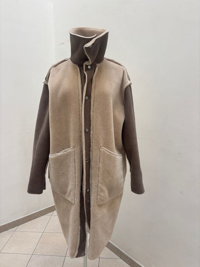 Montone donna beige e marrone