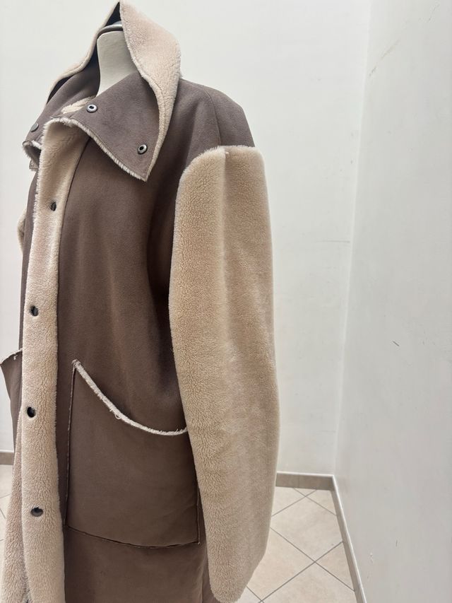 Montone donna beige e marrone