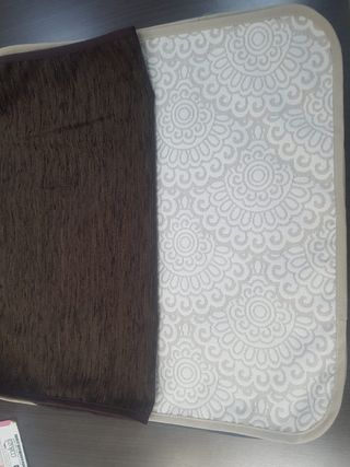 Mesa camilla tela beige y azul