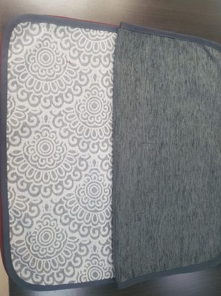 Mesa camilla tela beige y azul