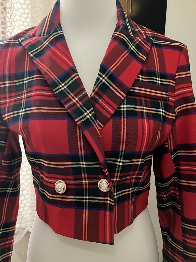 Giacca tartan rossa bottoni S